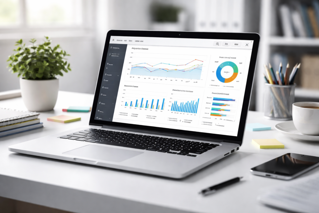 digital marketing analytics dashboard on laptop